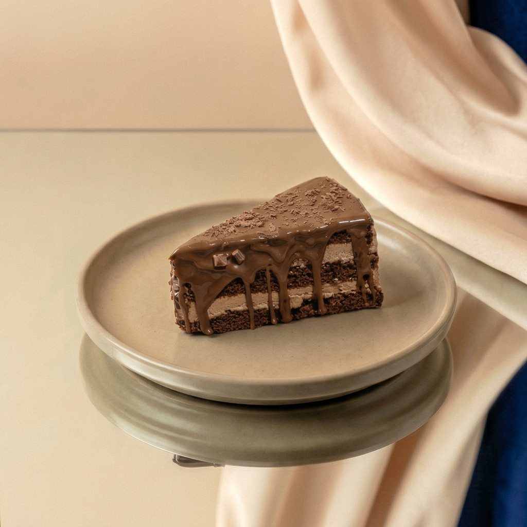 Tiramisu with raspberries on a deep blue tablecloth